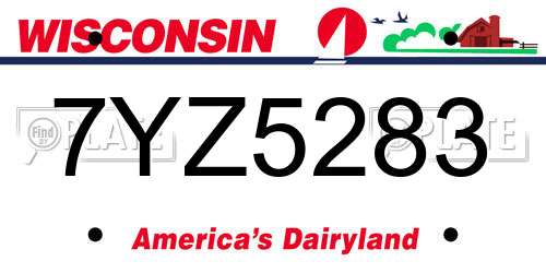 7YZ5283 Wisconsin License Plate