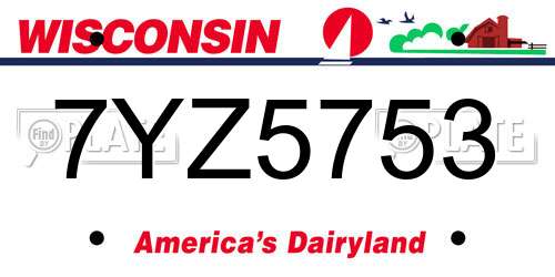 7YZ5753 Wisconsin License Plate