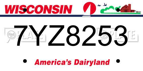 7YZ8253 Wisconsin License Plate