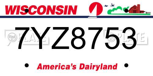 7YZ8753 Wisconsin License Plate