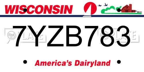 7YZB783 Wisconsin License Plate