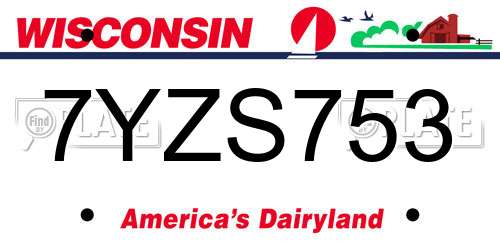 7YZS753 Wisconsin License Plate