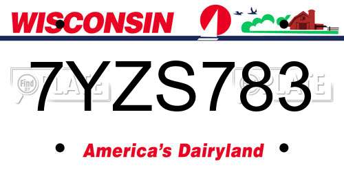 7YZS783 Wisconsin License Plate