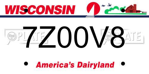 7Z00V8 Wisconsin License Plate