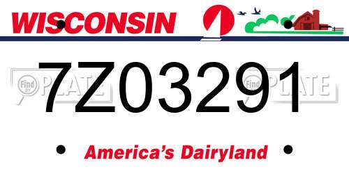 7Z03291 Wisconsin License Plate