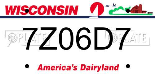 7Z06D7 Wisconsin License Plate