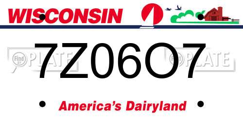 7Z06O7 Wisconsin License Plate