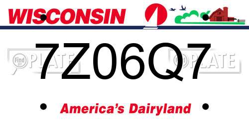 7Z06Q7 Wisconsin License Plate
