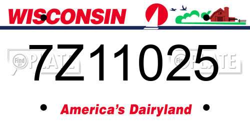 7Z11025 Wisconsin License Plate