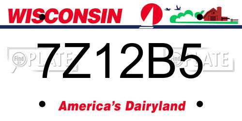 7Z12B5 Wisconsin License Plate