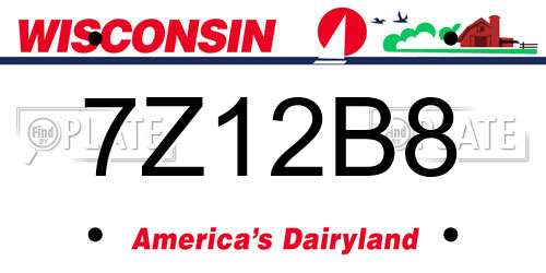 7Z12B8 Wisconsin License Plate