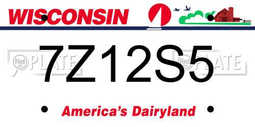 7Z12S5 Wisconsin License Plate