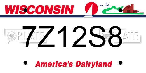 7Z12S8 Wisconsin License Plate