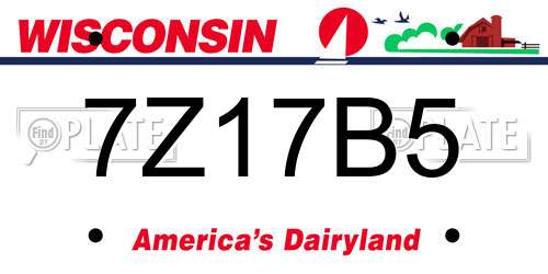 7Z17B5 Wisconsin License Plate