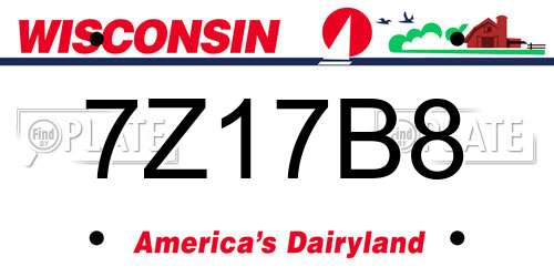 7Z17B8 Wisconsin License Plate