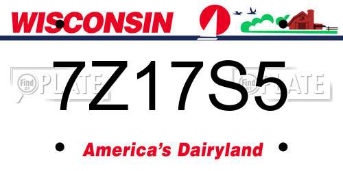 7Z17S5 Wisconsin License Plate