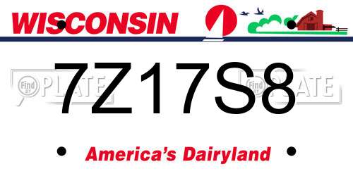 7Z17S8 Wisconsin License Plate