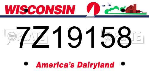 7Z19158 Wisconsin License Plate