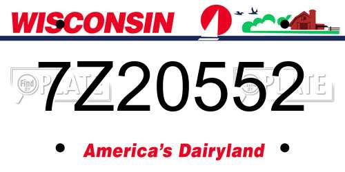 7Z20552 Wisconsin License Plate