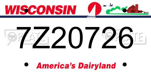 7Z20726 Wisconsin License Plate