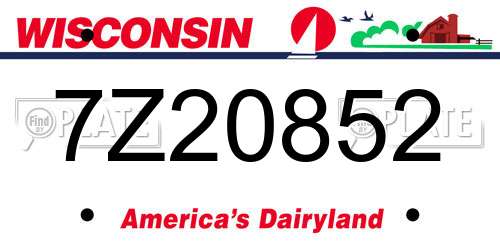 7Z20852 Wisconsin License Plate