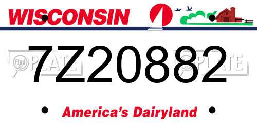 7Z20882 Wisconsin License Plate