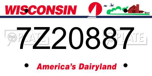 7Z20887 Wisconsin License Plate