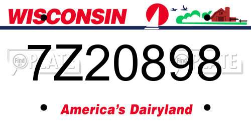 7Z20898 Wisconsin License Plate