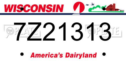 7Z21313 Wisconsin License Plate