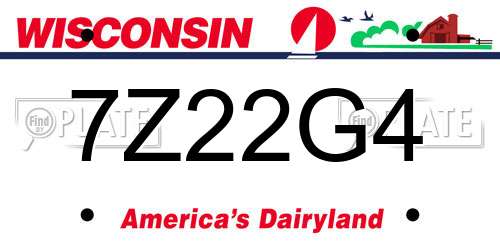 7Z22G4 Wisconsin License Plate