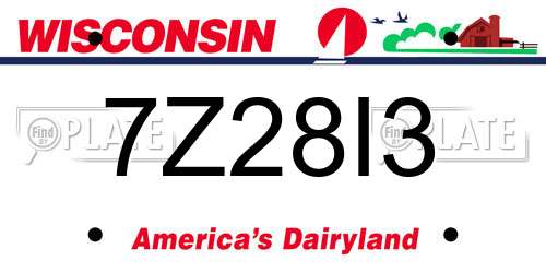7Z28I3 Wisconsin License Plate