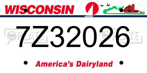 7Z32026 Wisconsin License Plate