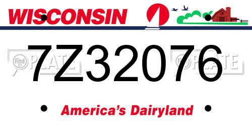 7Z32076 Wisconsin License Plate