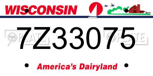 7Z33075 Wisconsin License Plate