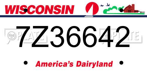 7Z36642 Wisconsin License Plate