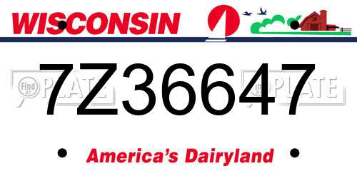 7Z36647 Wisconsin License Plate
