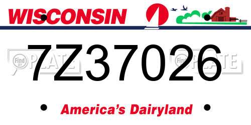 7Z37026 Wisconsin License Plate