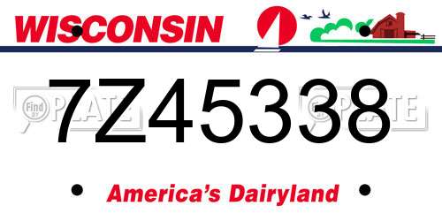 7Z45338 Wisconsin License Plate