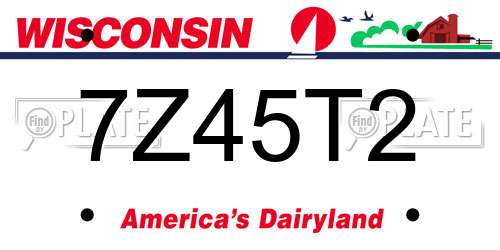 7Z45T2 Wisconsin License Plate