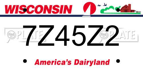 7Z45Z2 Wisconsin License Plate