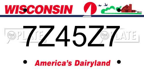 7Z45Z7 Wisconsin License Plate