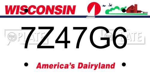7Z47G6 Wisconsin License Plate