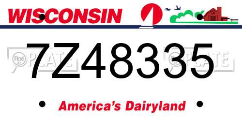7Z48335 Wisconsin License Plate