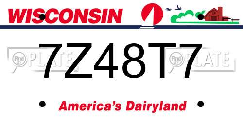 7Z48T7 Wisconsin License Plate