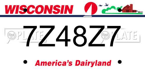 7Z48Z7 Wisconsin License Plate