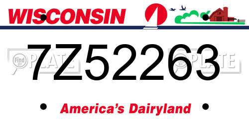 7Z52263 Wisconsin License Plate