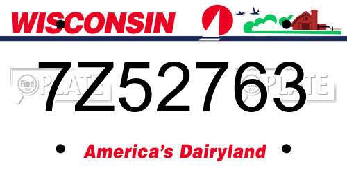 7Z52763 Wisconsin License Plate