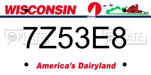 7Z53E8 Wisconsin License Plate