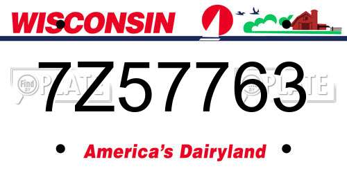 7Z57763 Wisconsin License Plate