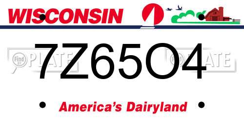 7Z65O4 Wisconsin License Plate